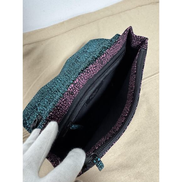 Facine Clutch Purse Womens Teal Purple Envelope Crossbody Zip Abstract Evening - Picture 5 of 9